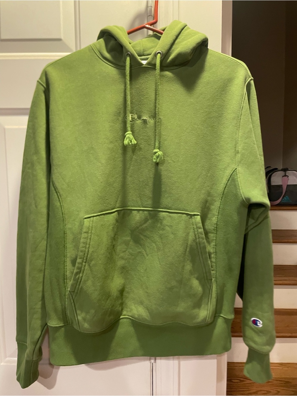 Champion Lime Green Pullover Hoodie with Small Embroidered Logo
